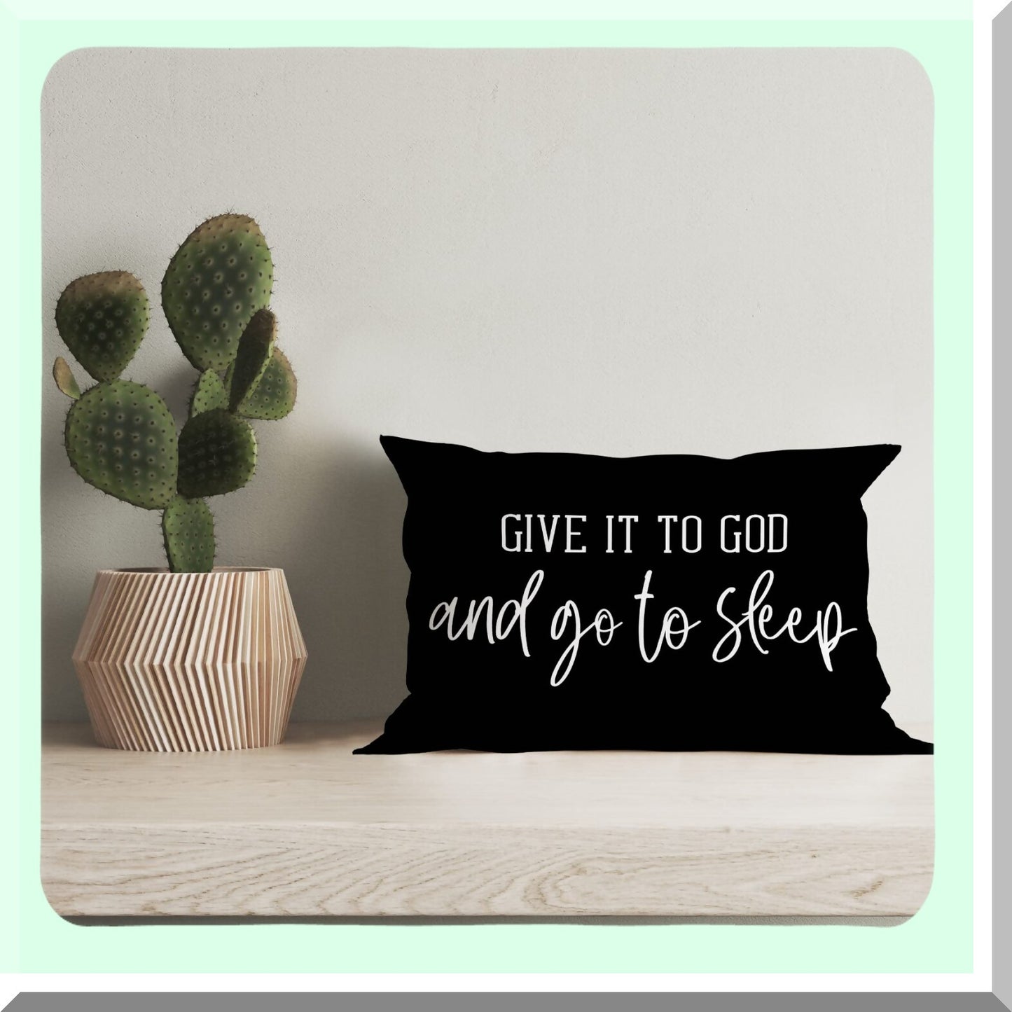 Christian Rest Pillow Cover - Bible Verse Decorative Throw Pillow Case for Bed - Give It to God and Go to Sleep Bedroom Accent - 12x20 Christian Room Decoration