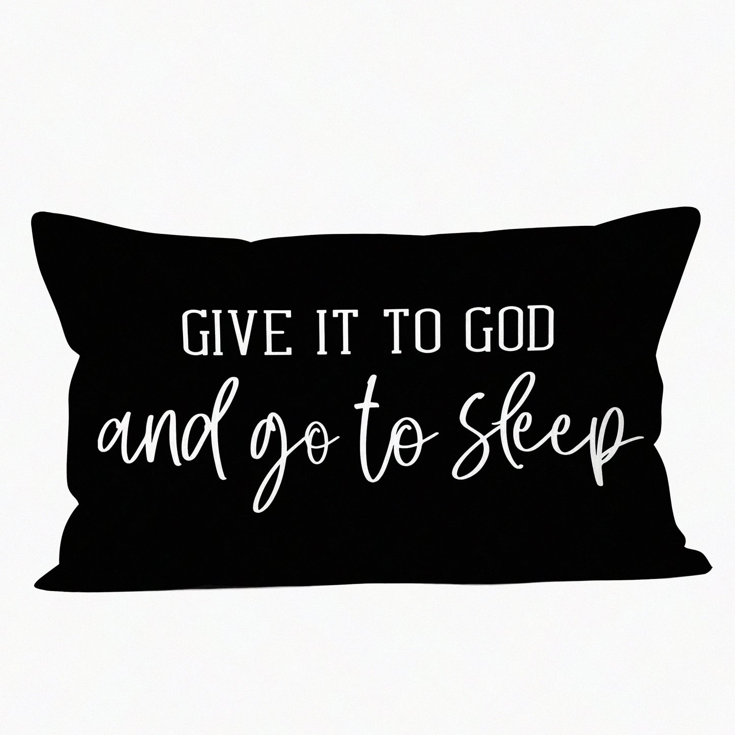 Christian Rest Pillow Cover - Bible Verse Decorative Throw Pillow Case for Bed - Give It to God and Go to Sleep Bedroom Accent - 12x20 Christian Room Decoration