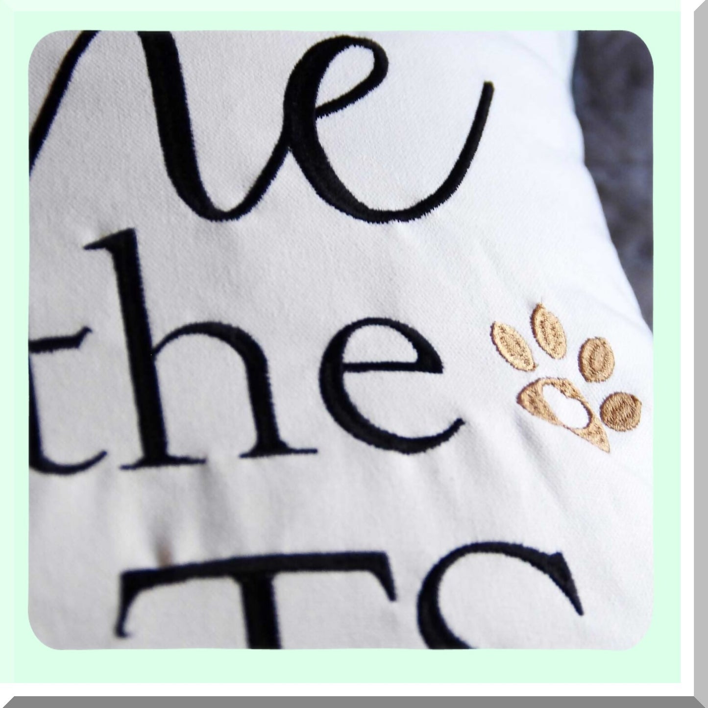 Cat Lover's Embroidered Throw Pillow - 18" Square Decorative Canvas Cover with "You Me and The Cats" Design - Cover Only