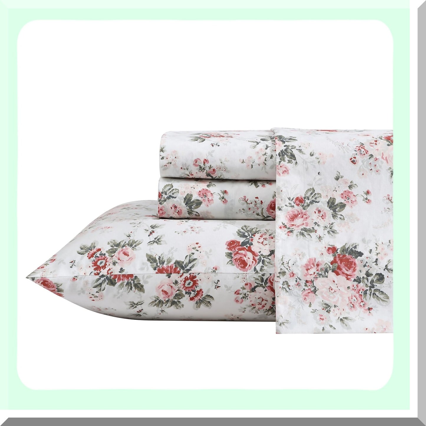 Percale Pink Dream Full Bedding Set - Lightweight Cotton Sheets for Breathable Home Decor - Ashfield Collection