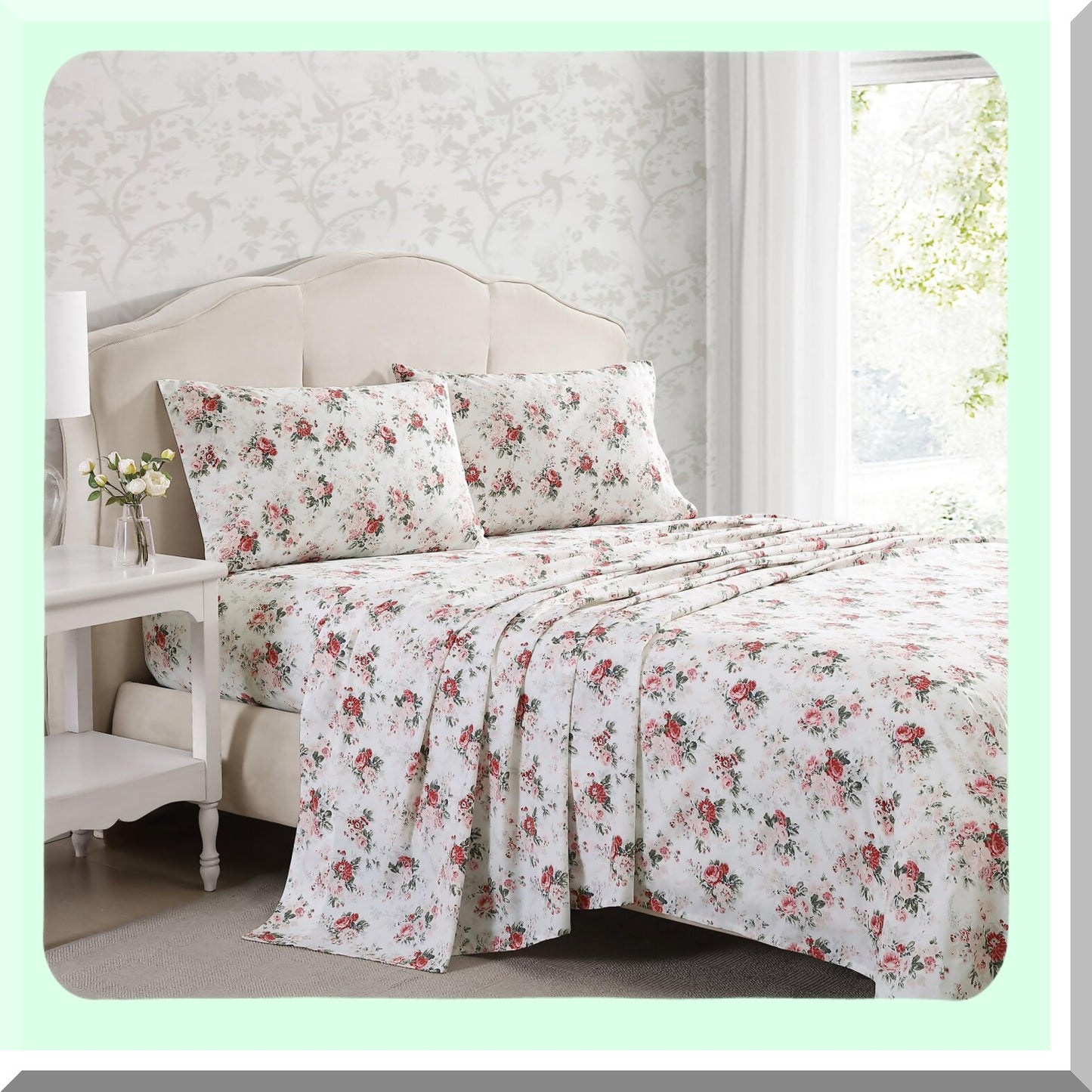 Percale Pink Dream Full Bedding Set - Lightweight Cotton Sheets for Breathable Home Decor - Ashfield Collection