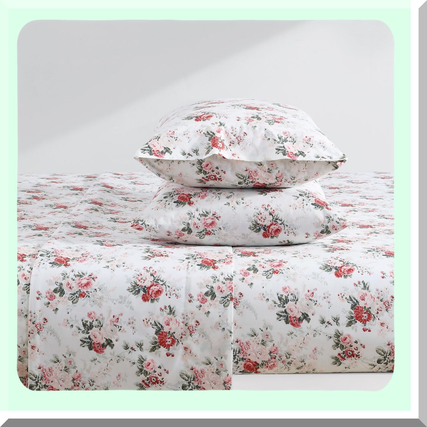 Percale Pink Dream Full Bedding Set - Lightweight Cotton Sheets for Breathable Home Decor - Ashfield Collection