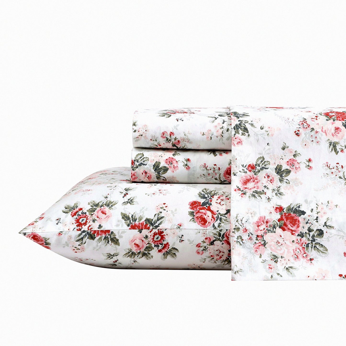 Percale Pink Dream Full Bedding Set - Lightweight Cotton Sheets for Breathable Home Decor - Ashfield Collection