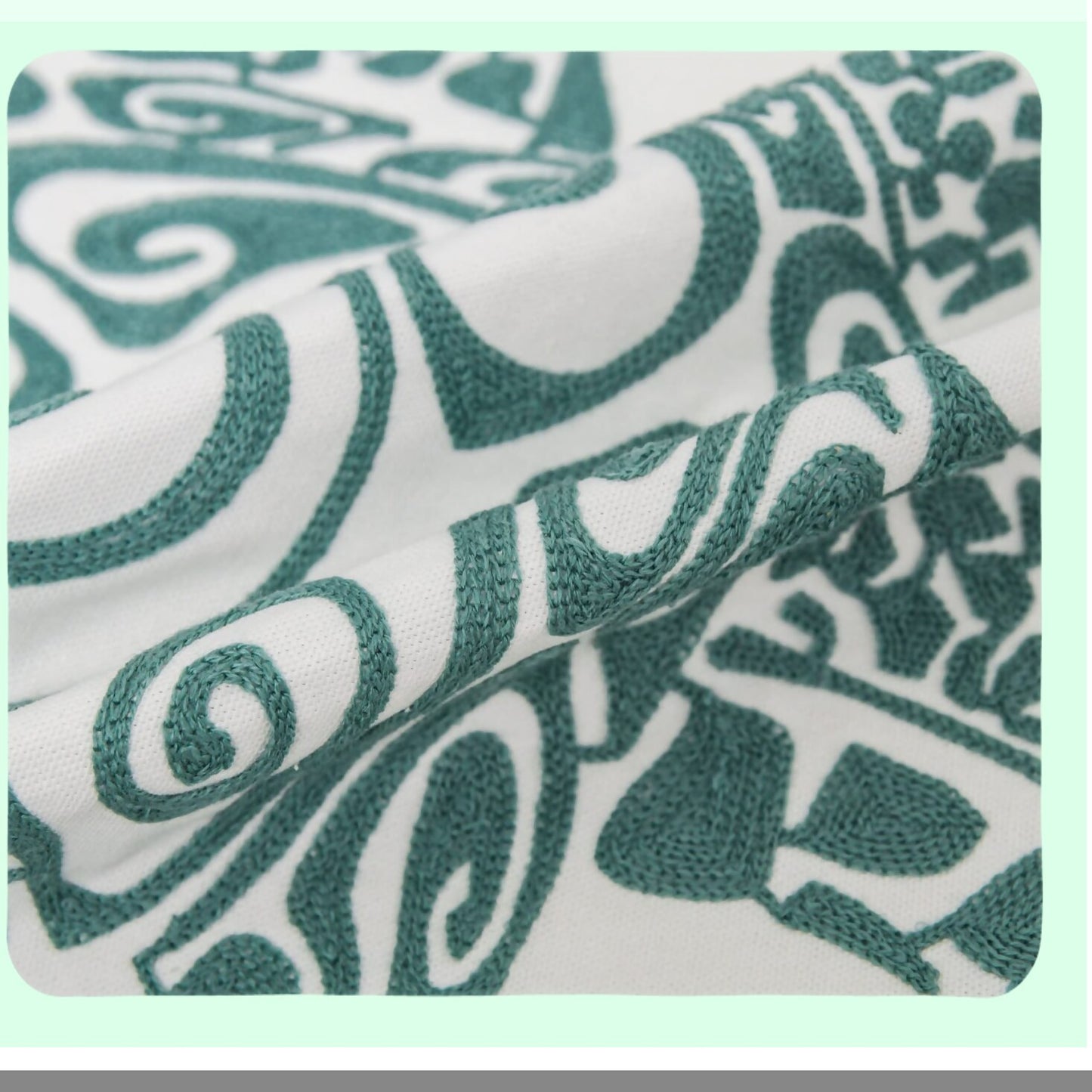 Nautical Animal Embroidered Pillow Cover - Sea Turtle Decorative Canvas Square 18" - Cute Nautical Style Deco - Seagreen Turtle Pillow Cover