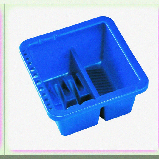 Brush Basin with Brush Holders, Dark Blue, 8.5x6.5x3.5