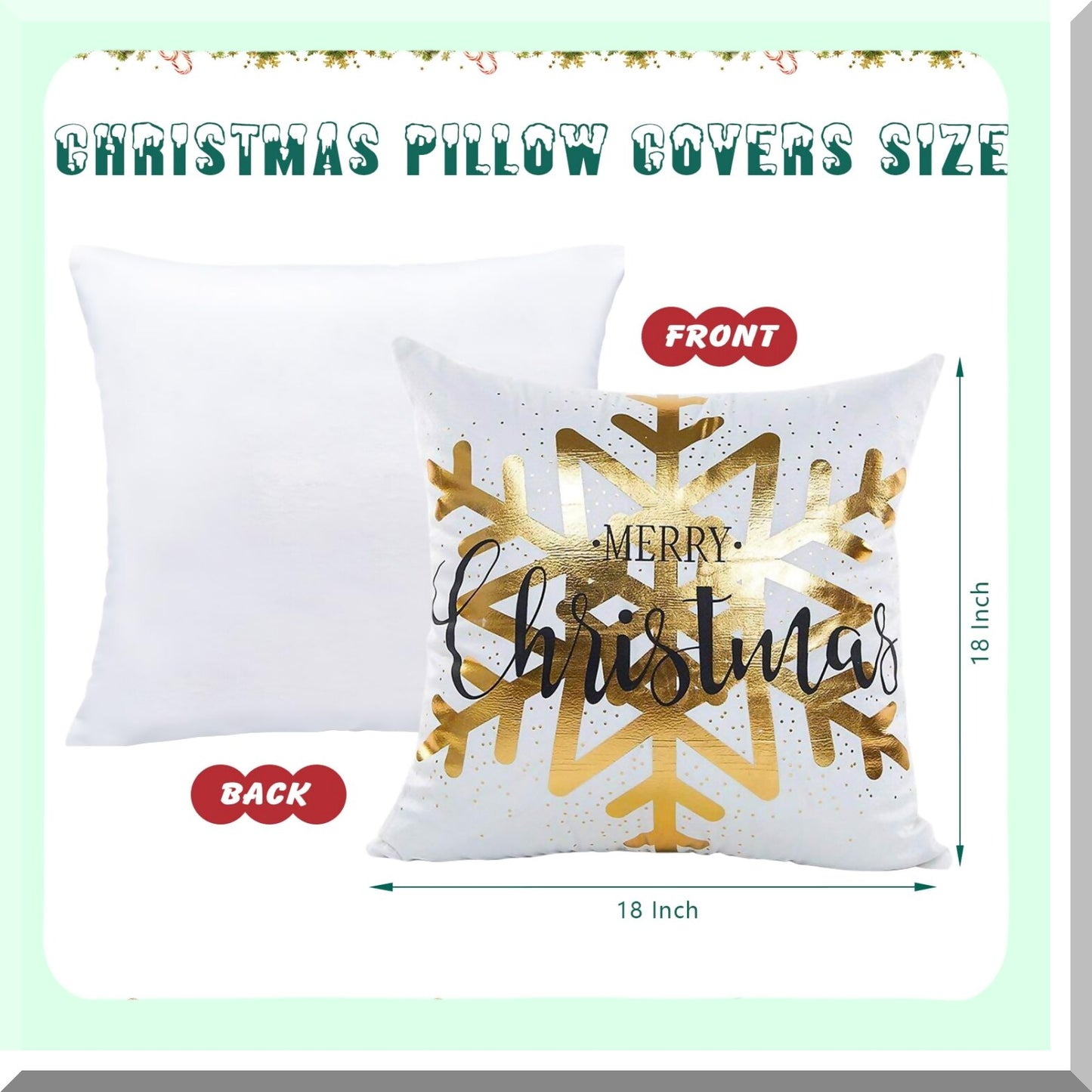 Snowflake Gold Print Pillow Covers - Set of 4 | 18x18 Inch Cushion Covers for Home Office Living Room Sofa Car | Pattern 1 Decor