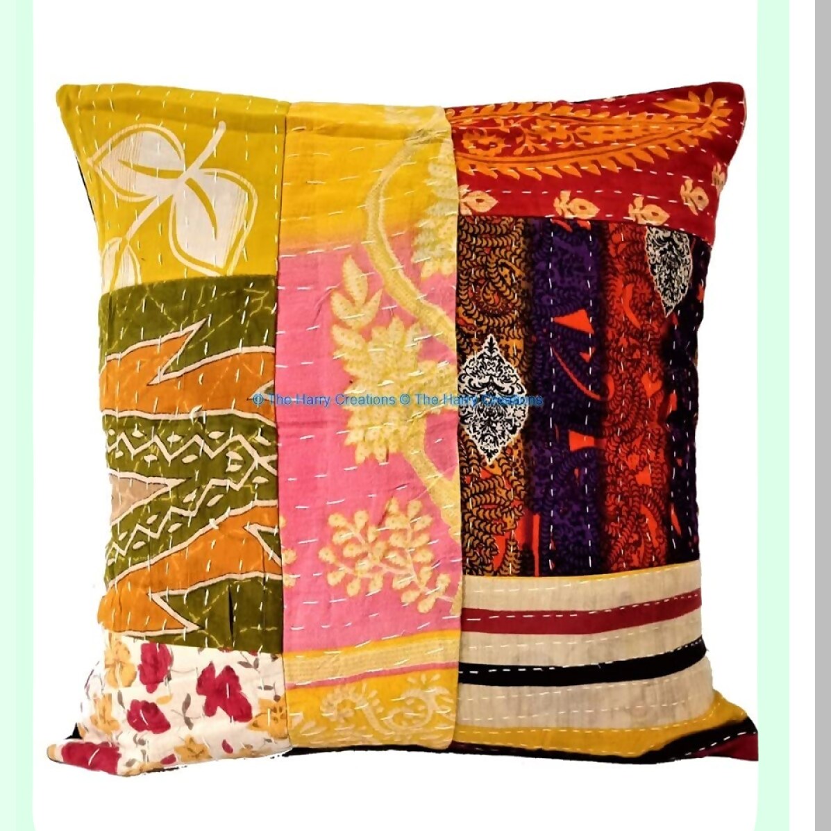 Vintage Boho Kantha Patchwork Decorative Pillow Set