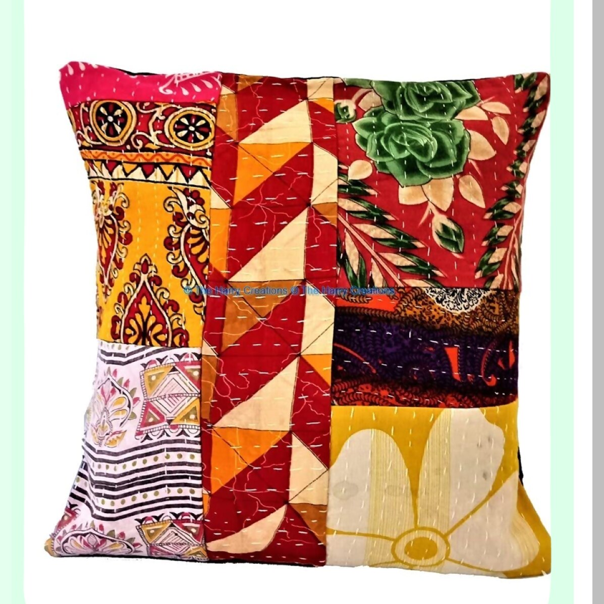 Vintage Boho Kantha Patchwork Decorative Pillow Set