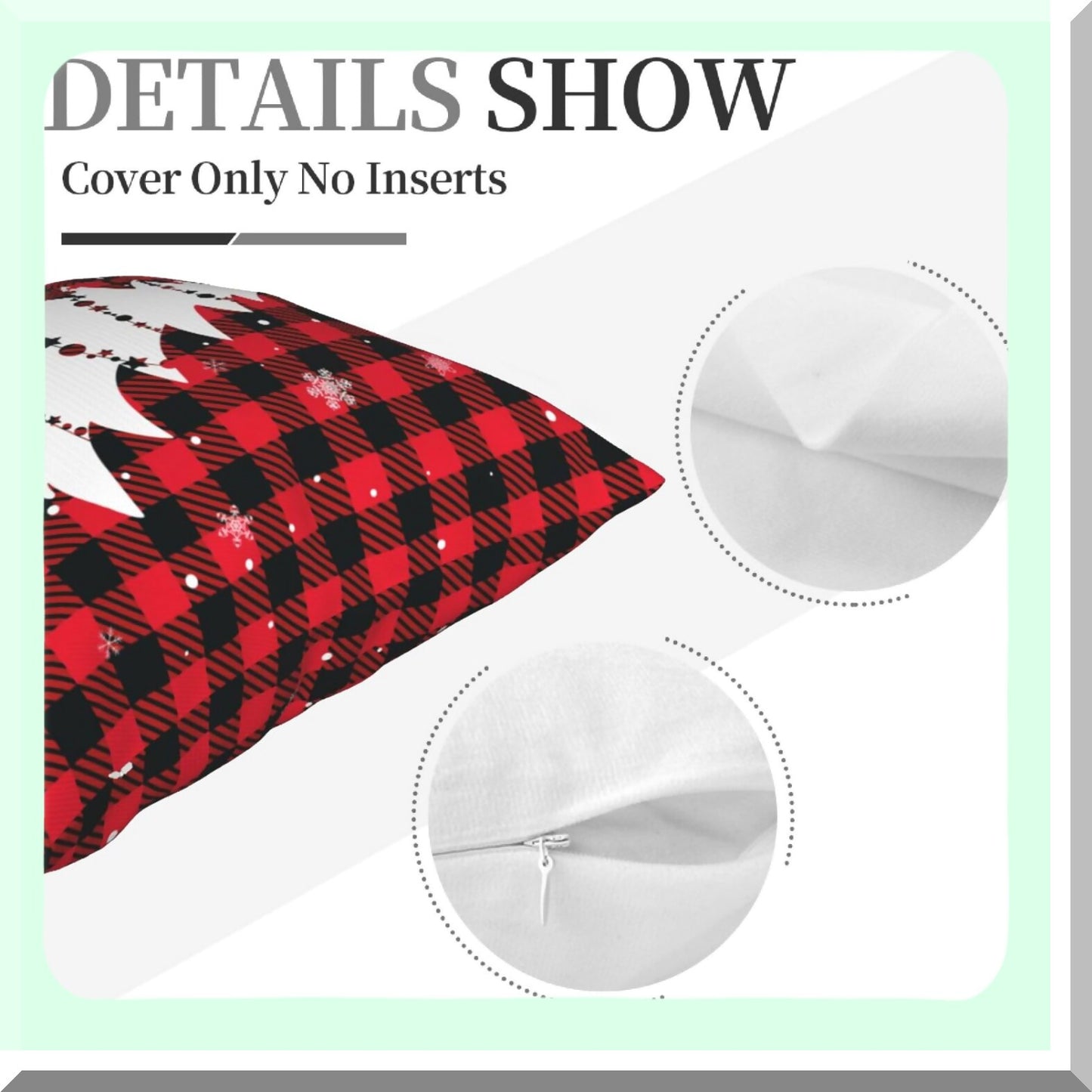 Snowflake Buffalo Plaid Pillow Covers - Set of 2 Winter Tree Cushion Cases for Xmas Farmhouse Decor - Red & Black 18x18 Inch Throw Pillows for Outdoor Sofa & Couch