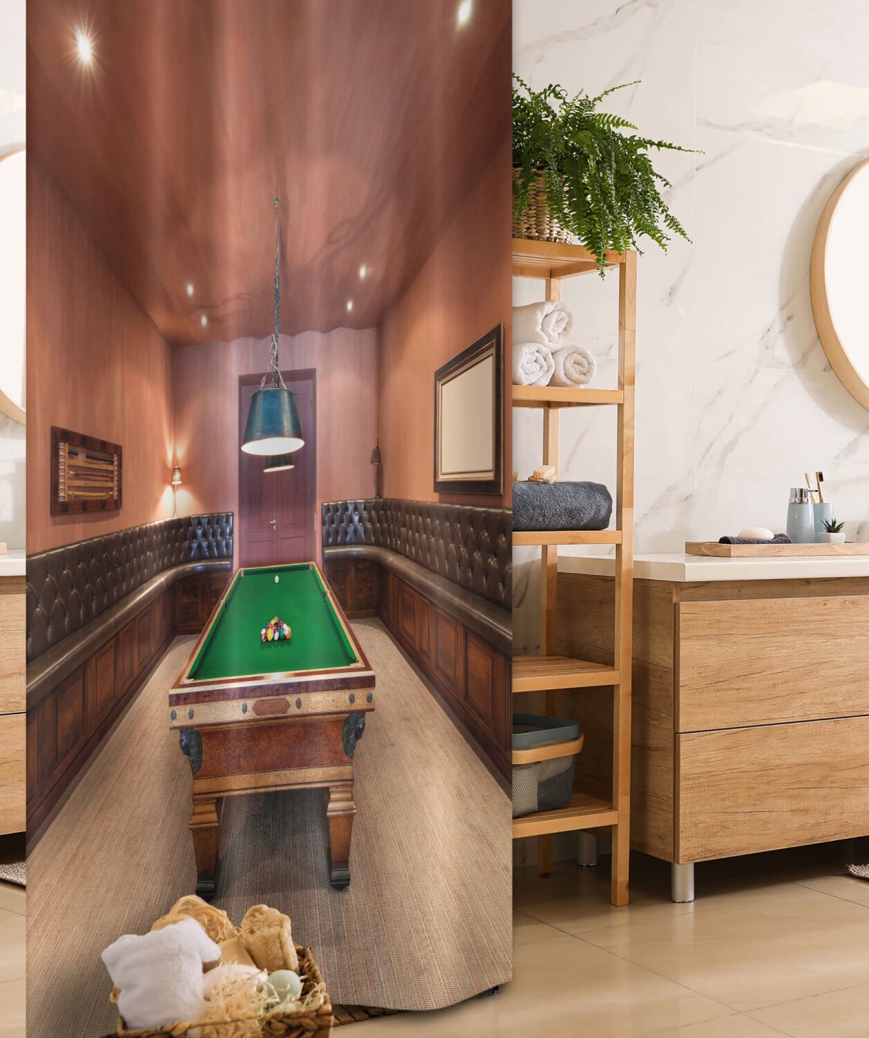 Shower Curtain 36x72 Inches Billiard Pool Table