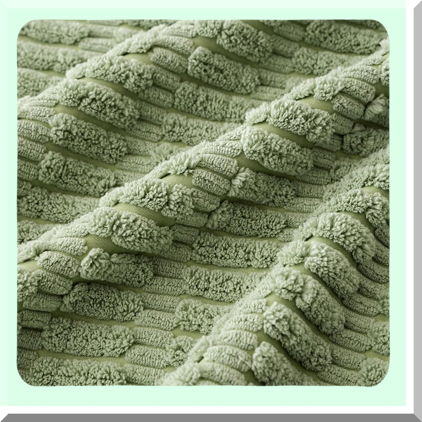 Sage Green Corduroy Boho Stripe Pillow Covers - Set of 4 | 16x16 Inch Soft Decorative Spring Throw Pillow Cases for Modern Farmhouse Home Decor - Sofa, Living Room, Couch, Bed