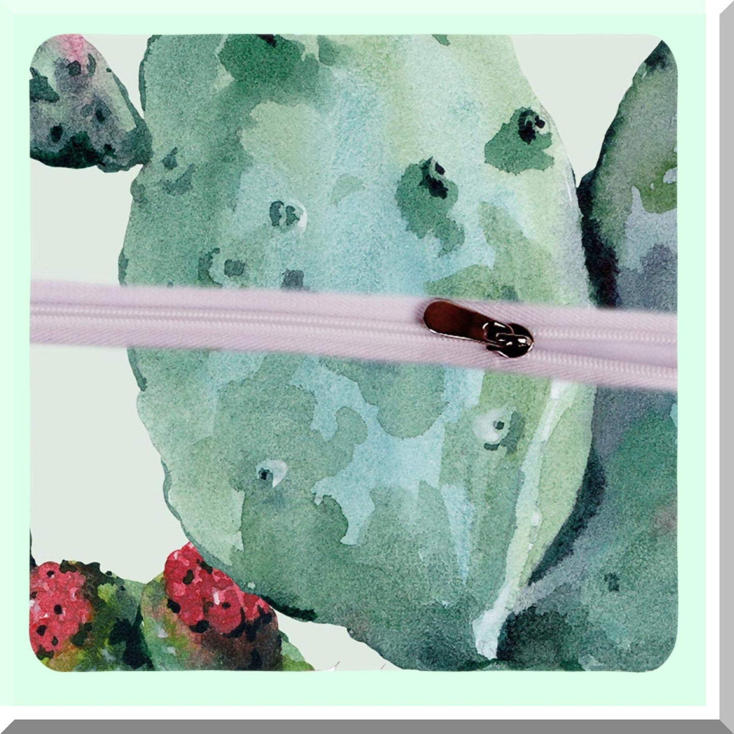 Boho Cactus Garden Duvet Set - Thorny Plants & Feathers Decorative Bedding - 3 Piece Comforter Cover with Pillow Sham - Zipper Closure Green Design