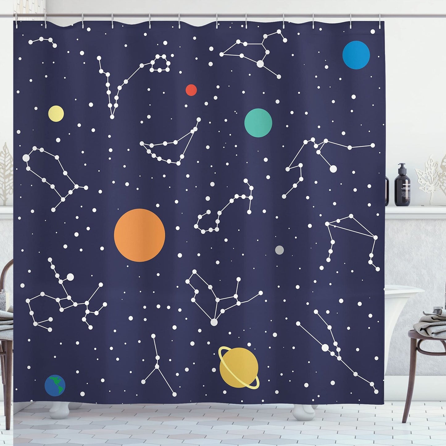 Constellation Zodiac Galaxy Shower Curtain 69x70 inches