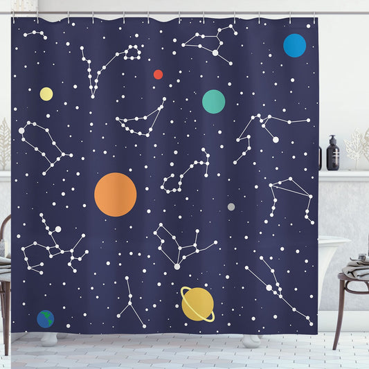 Constellation Zodiac Galaxy Shower Curtain 69x70 inches