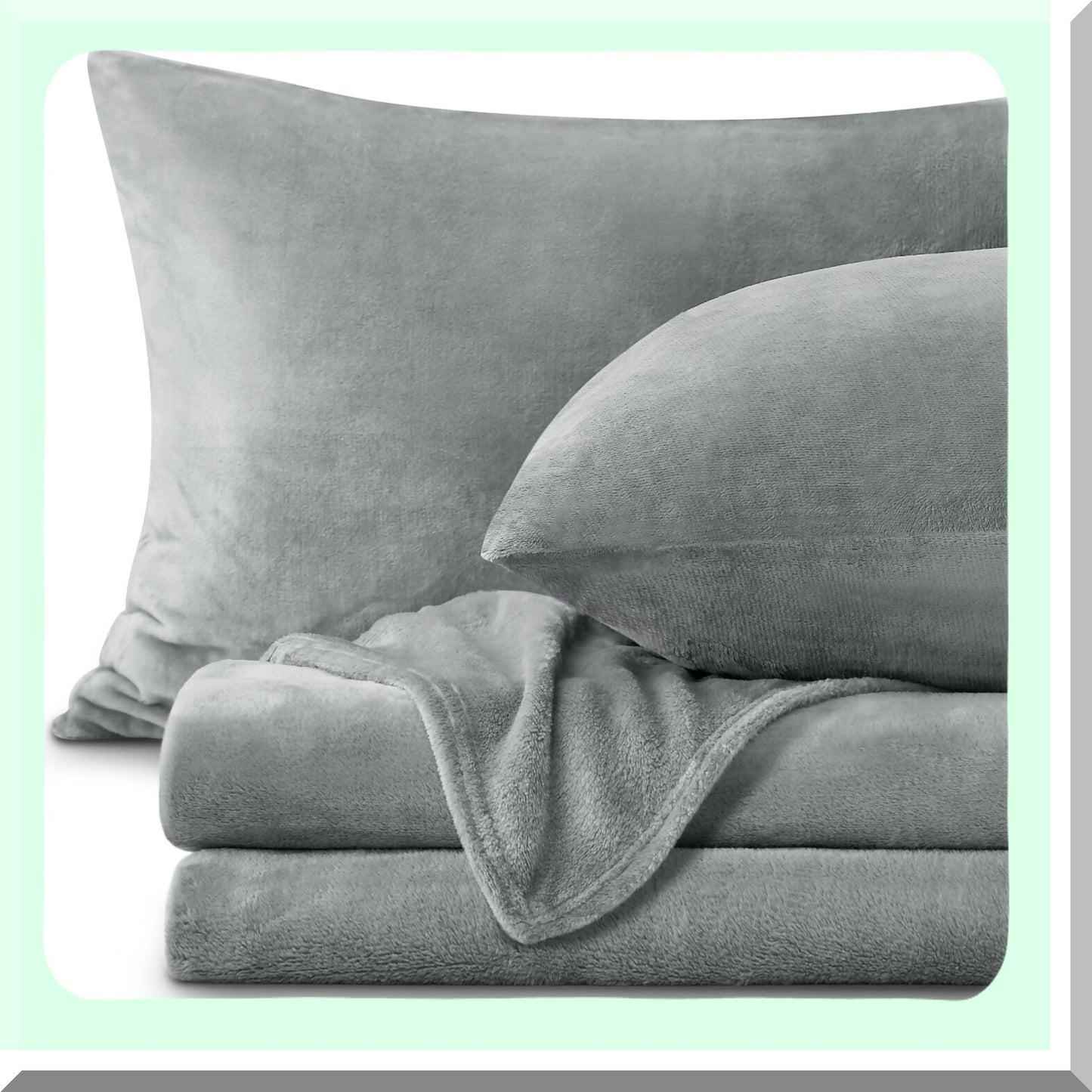 Plushy Grey Fleece Twin Size Sheet Set - Soft Flannel Bedding Bundle with Fitted Sheet, Flat Sheet, and Pillowcase - Cozy 3-Piece Bed Linens