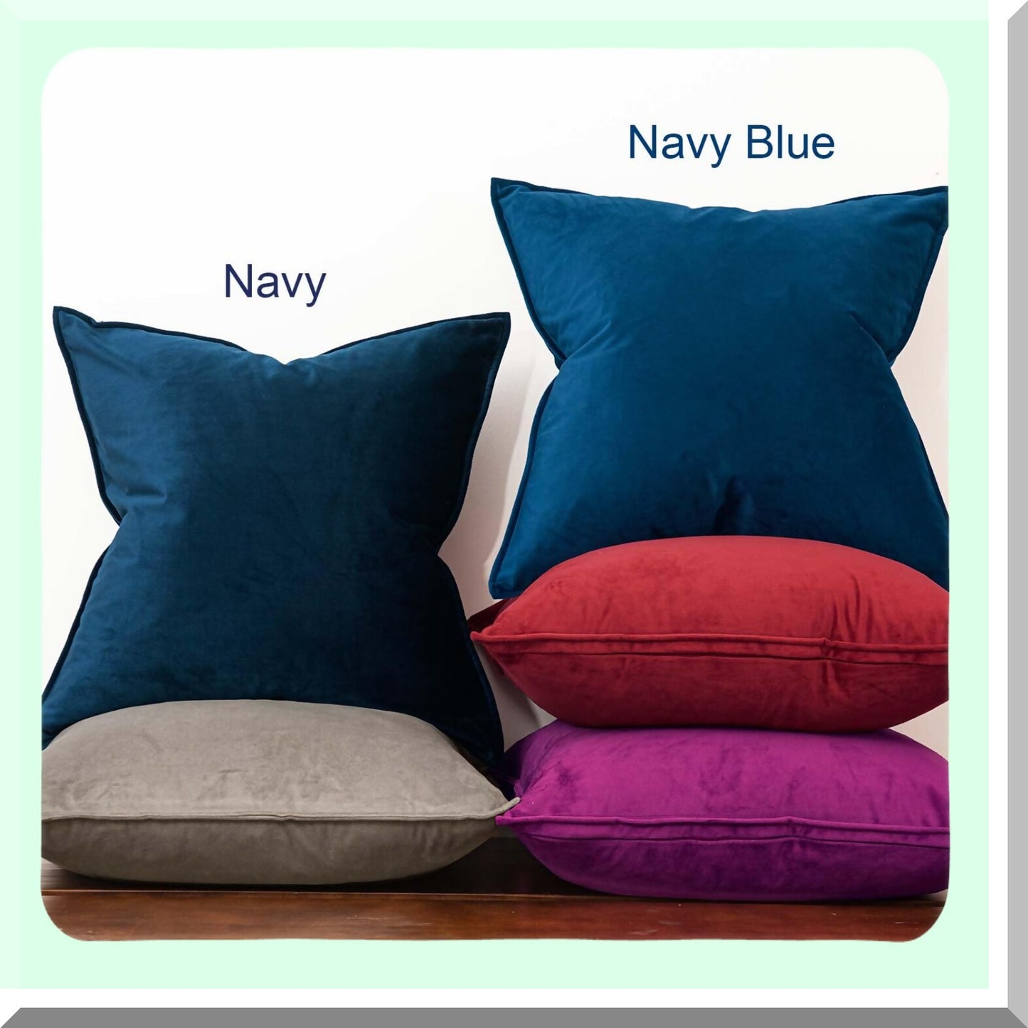 Luxury Navy Velvet Cushion Covers 28x28 - Set of 2 | Decorative Soft Throw Pillow Cases with Invisible Zipper for Sofa, Couch, Bed - Elegant Home Decor