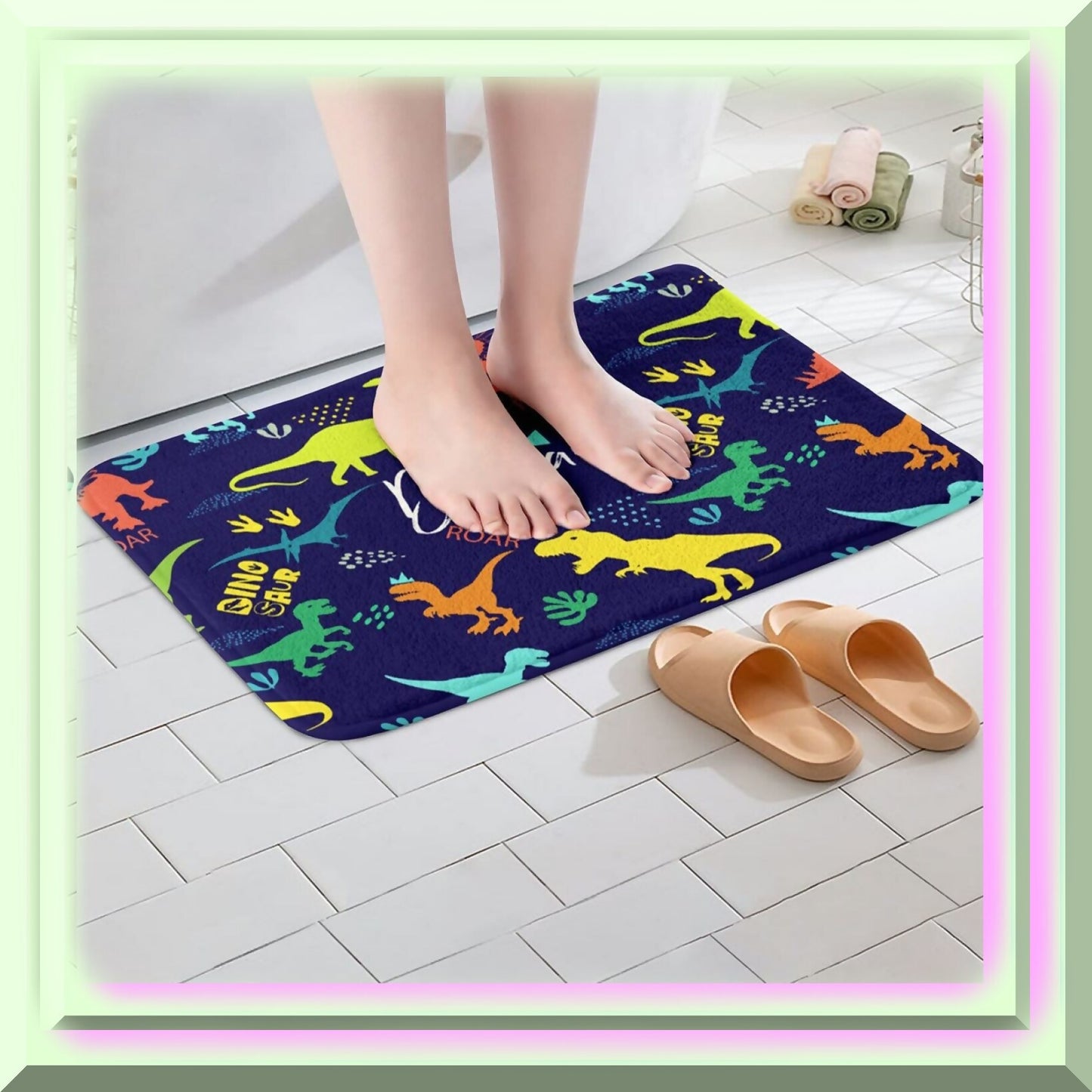 Dinosaur Bath Rug Boys Animal Cartoon Microfiber 20x32