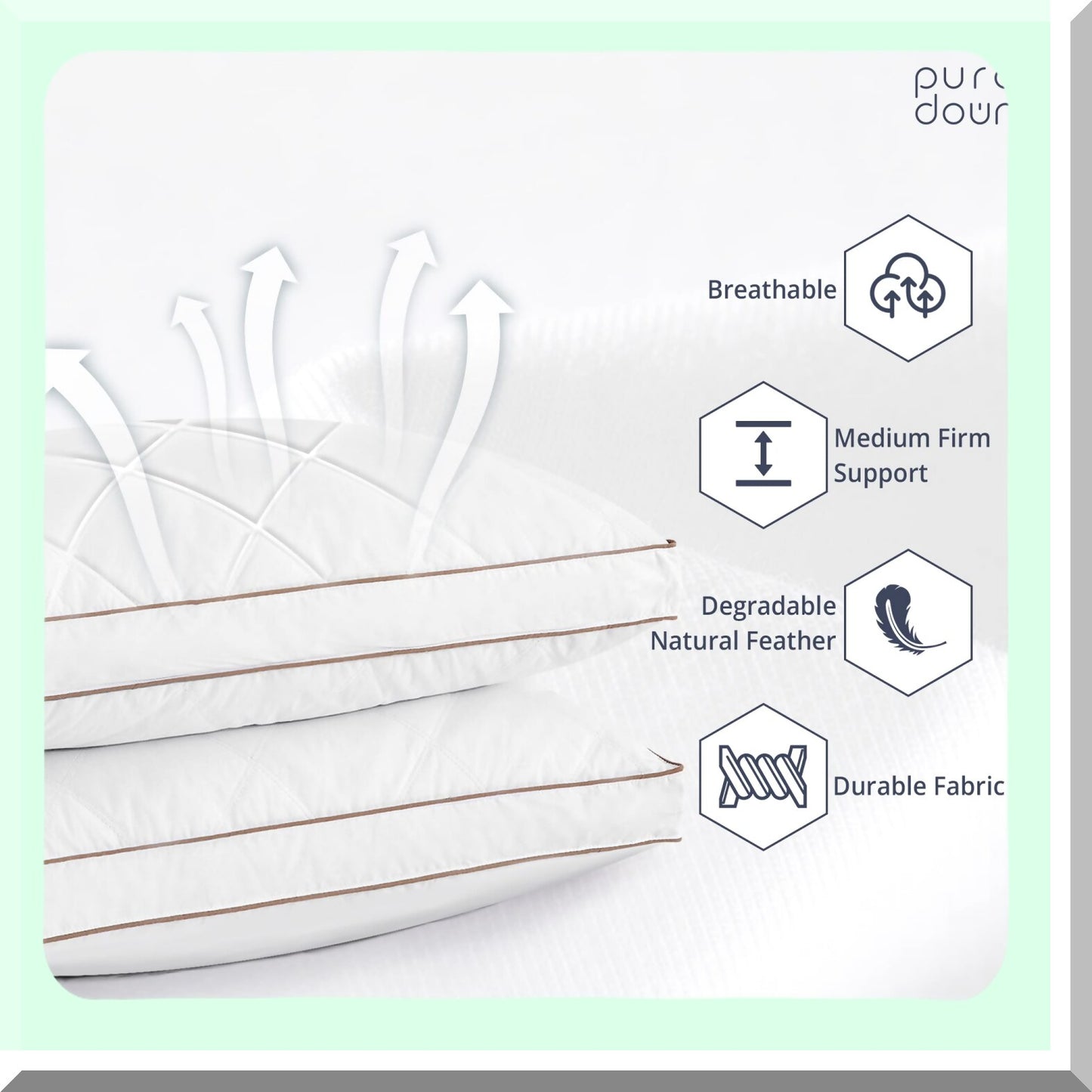 Luxury Plush Feather Down Pillows - Hotel Collection Bedding Set of 2, Standard Size Gusseted Sleeping Pillows for Ultimate Comfort and Support