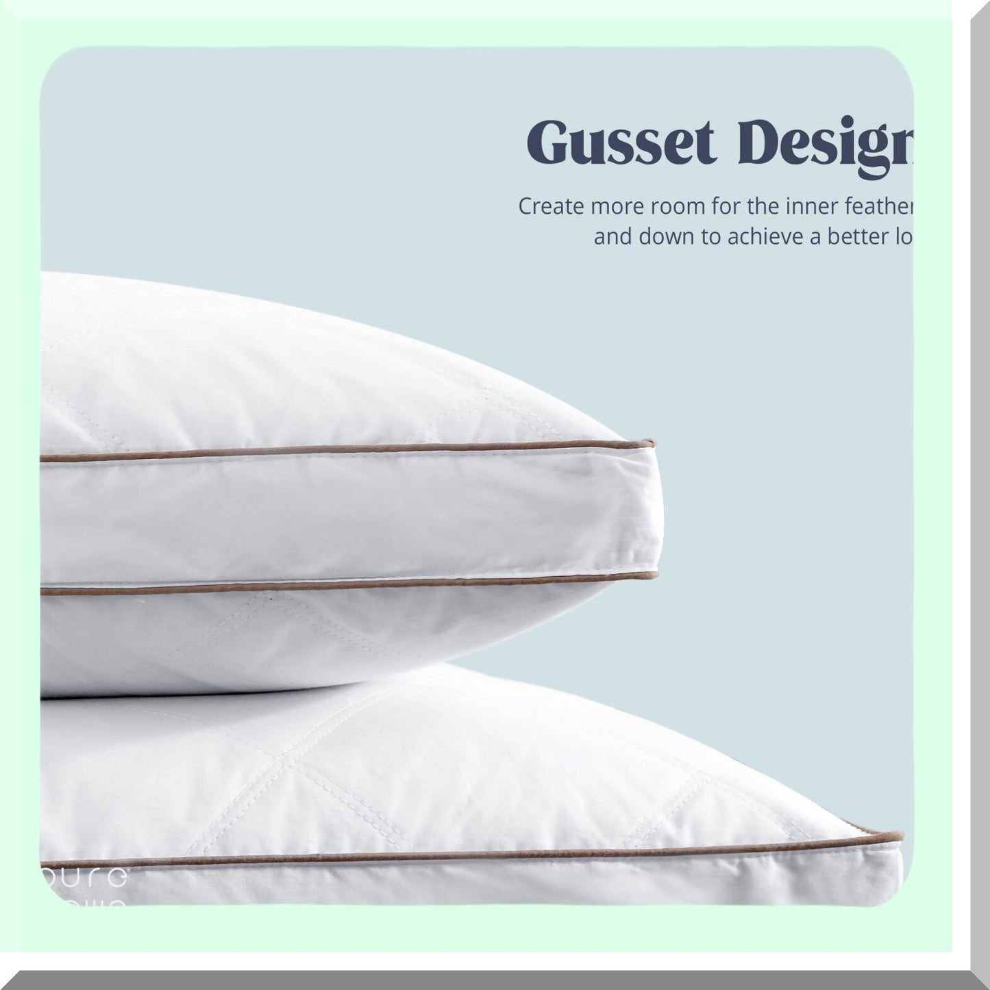 Luxury Plush Feather Down Pillows - Hotel Collection Bedding Set of 2, Standard Size Gusseted Sleeping Pillows for Ultimate Comfort and Support