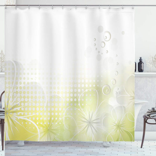Grey and Yellow Shower Curtain 69" x 70" Cloth Fabric