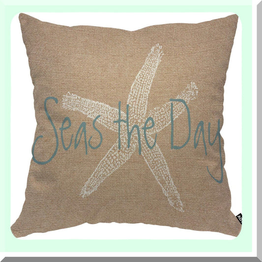 Starfish Serenity Pillow Cover - Coastal Ocean Wildlife Decorative Cushion Case for Home Couch Bed - Seas The Day Theme - 18x18 Inch Square Pillow Cover