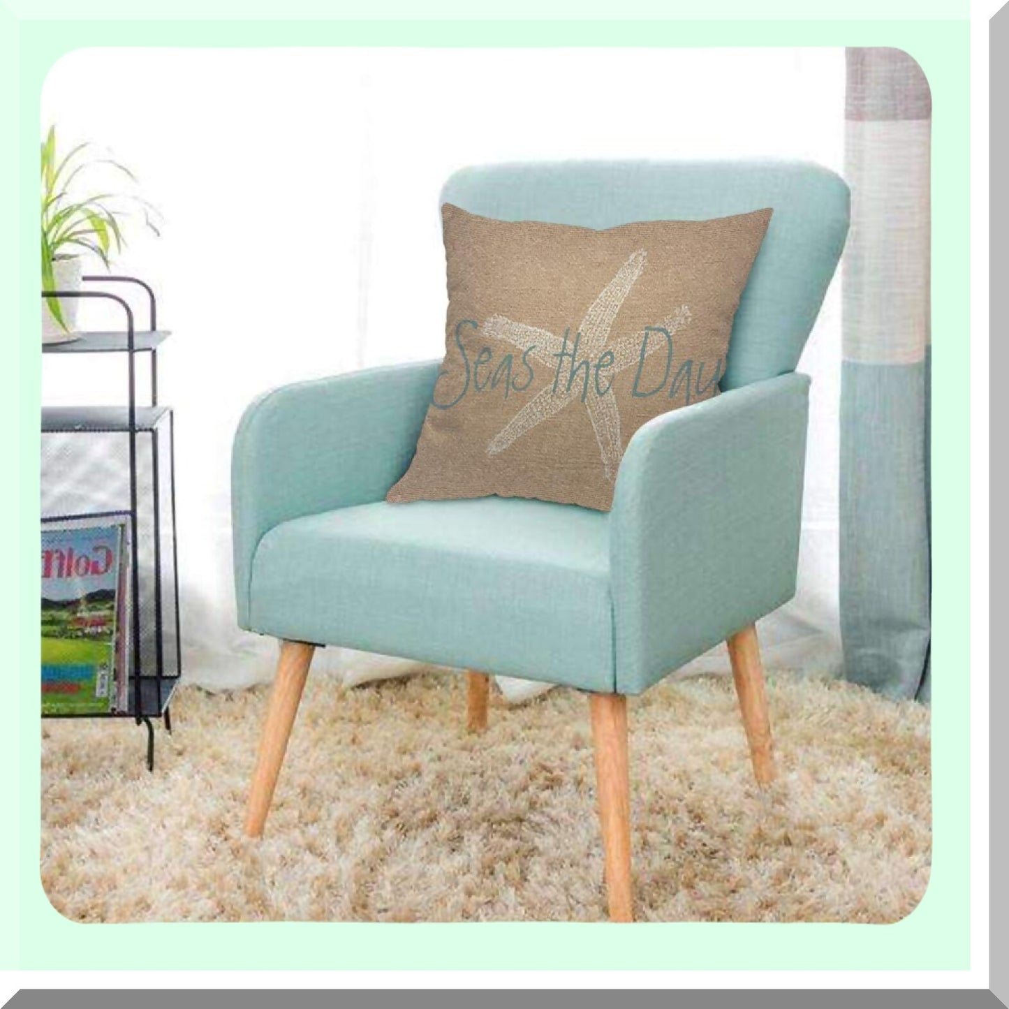 Starfish Serenity Pillow Cover - Coastal Ocean Wildlife Decorative Cushion Case for Home Couch Bed - Seas The Day Theme - 18x18 Inch Square Pillow Cover