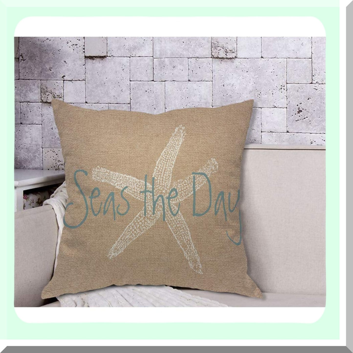 Starfish Serenity Pillow Cover - Coastal Ocean Wildlife Decorative Cushion Case for Home Couch Bed - Seas The Day Theme - 18x18 Inch Square Pillow Cover