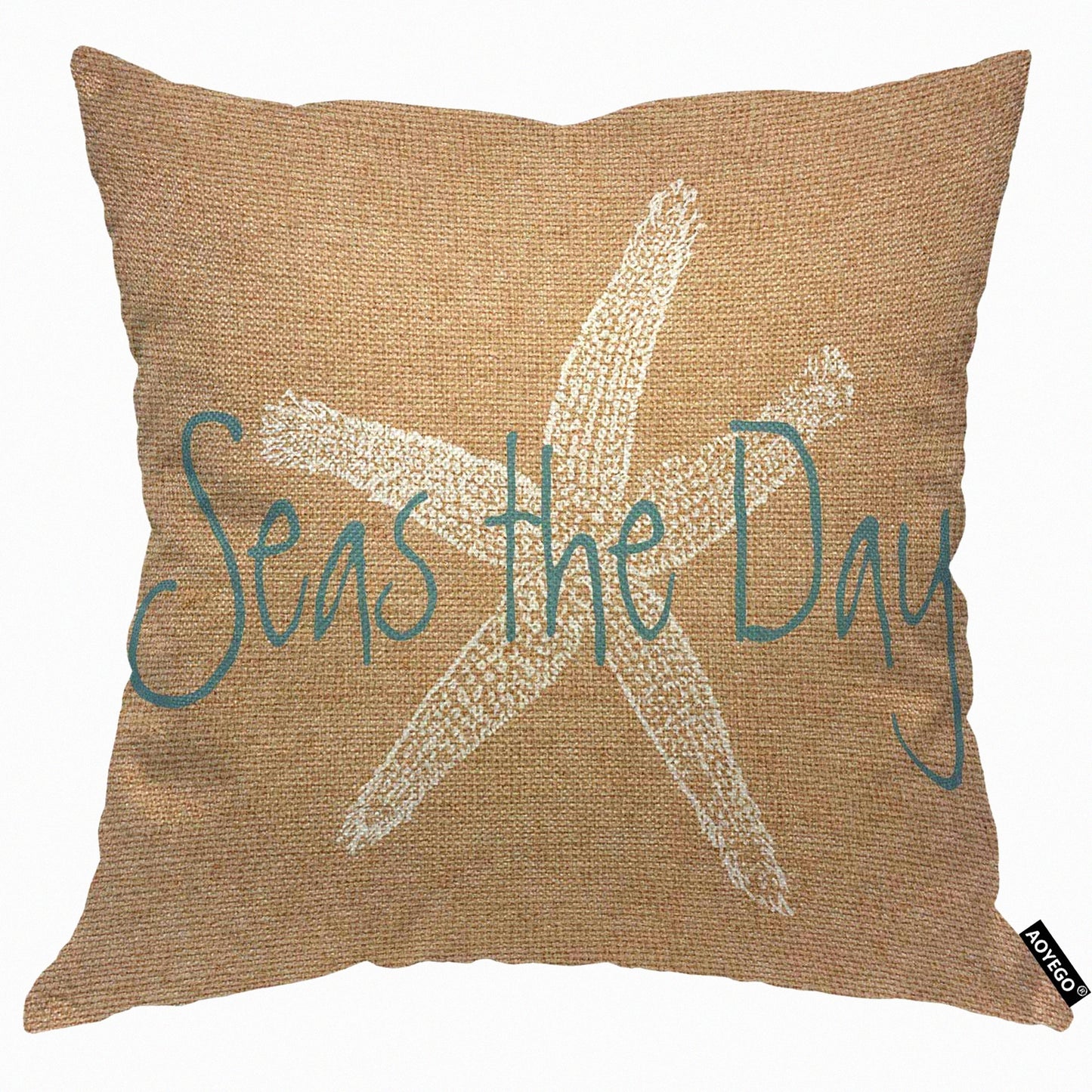 Starfish Serenity Pillow Cover - Coastal Ocean Wildlife Decorative Cushion Case for Home Couch Bed - Seas The Day Theme - 18x18 Inch Square Pillow Cover