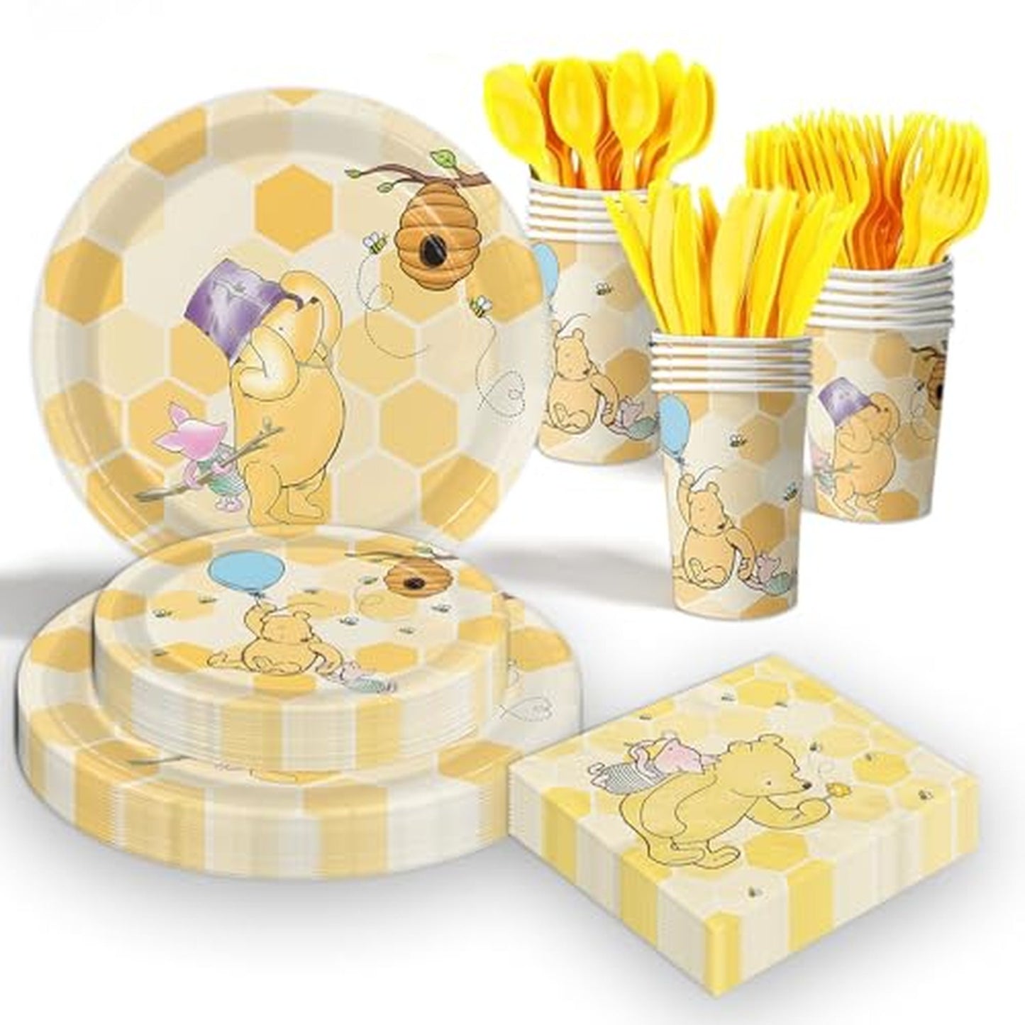 175pcs Winnie Bear Baby Shower Party Supplies Set for 25 Guests