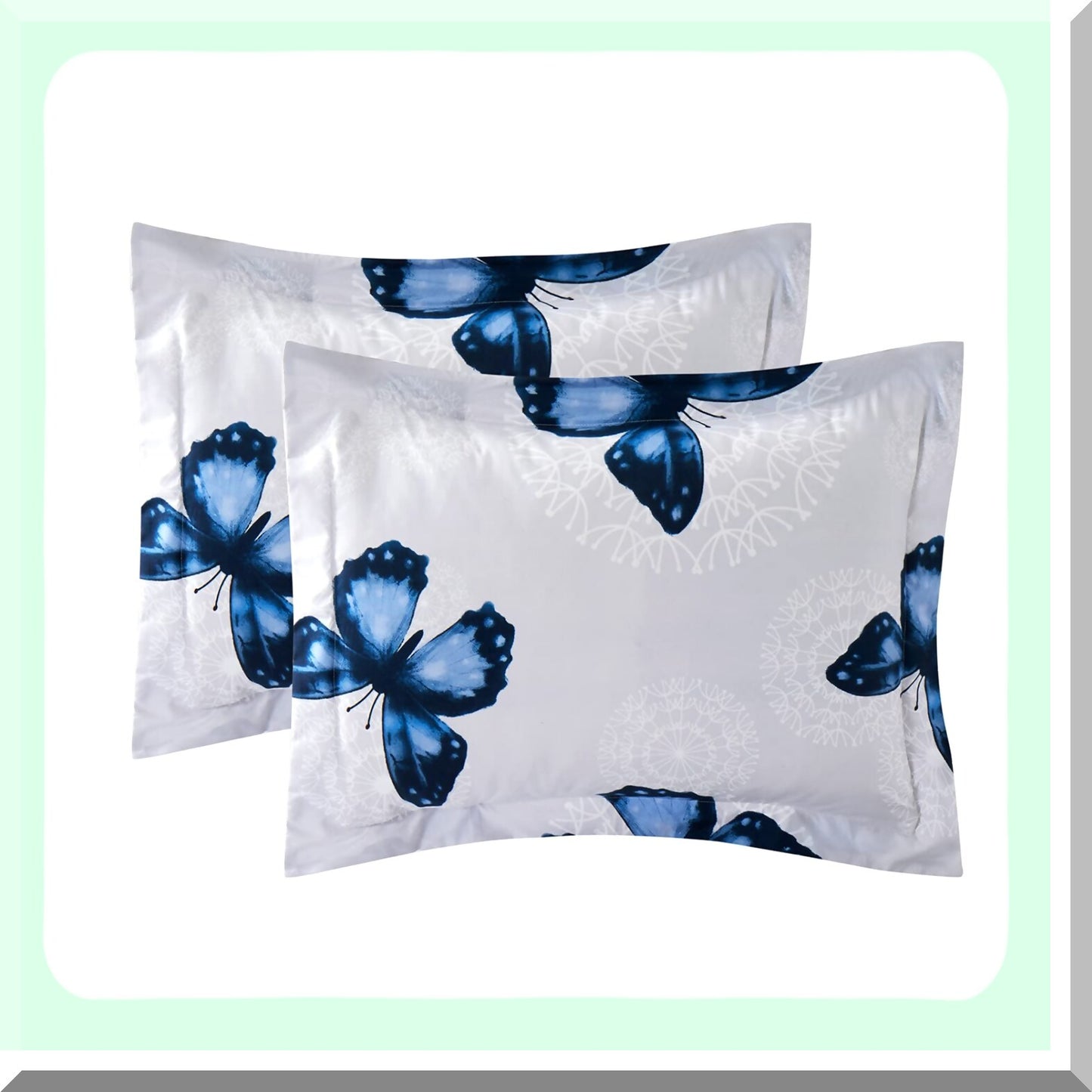Blue Butterfly Dreams 8-Piece Bed in a Bag Set - Full/Queen Comforter, Pillow Shams, Sheets, Bed Skirt, Pillowcases - Butterfly Pattern Bedding