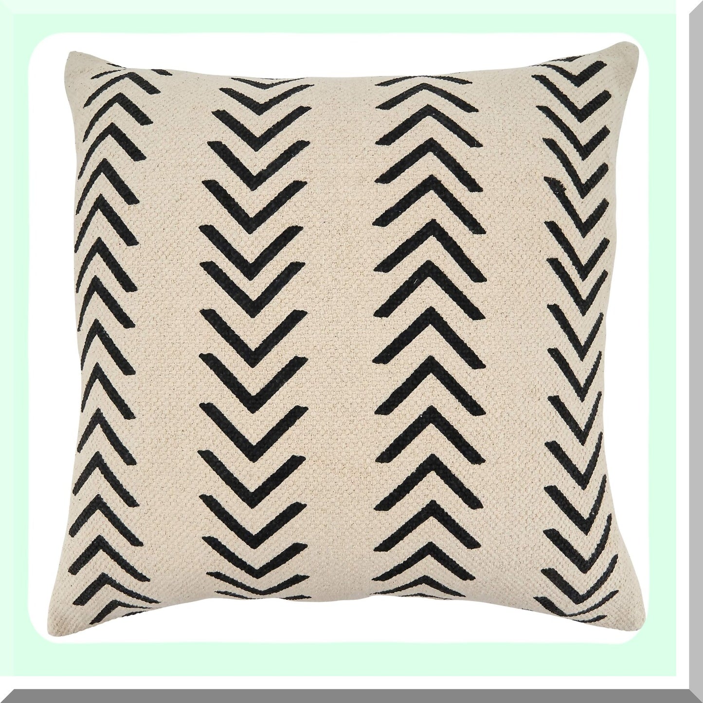 Natural Chevron 22" Pillow Cover - Modern Geometric Decorative Cushion Case for Home Sofa Bed - Soft Cotton Linen Blend - Farmhouse Style Accent Pillow