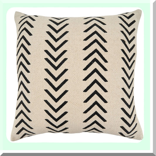 Natural Chevron 22" Pillow Cover - Modern Geometric Decorative Cushion Case for Home Sofa Bed - Soft Cotton Linen Blend - Farmhouse Style Accent Pillow