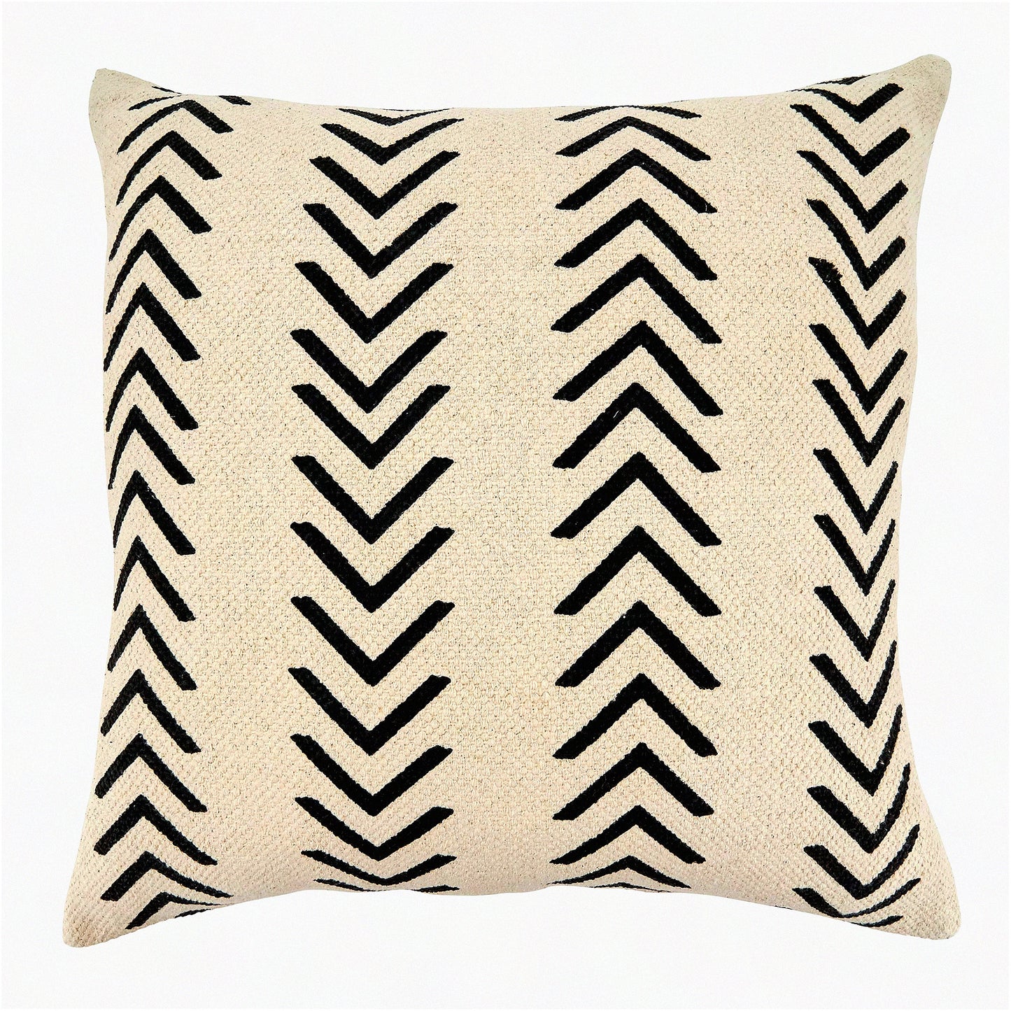 Natural Chevron 22" Pillow Cover - Modern Geometric Decorative Cushion Case for Home Sofa Bed - Soft Cotton Linen Blend - Farmhouse Style Accent Pillow