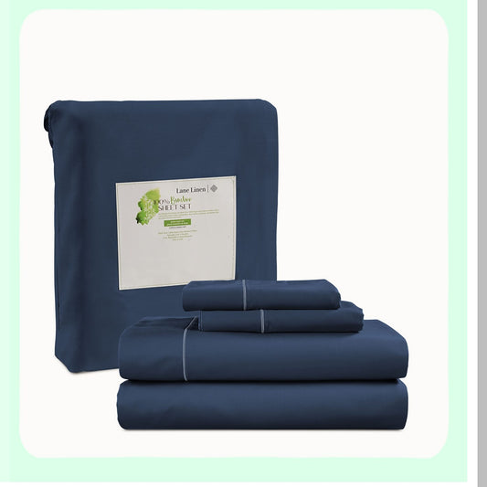 CoolBamboo Cali Sheets - Breathable & Cooling Bedding Set in Estate Blue - 100% Rayon from Bamboo, Soft Sheets with Pillowcases - 15" Deep Pocket Sheets