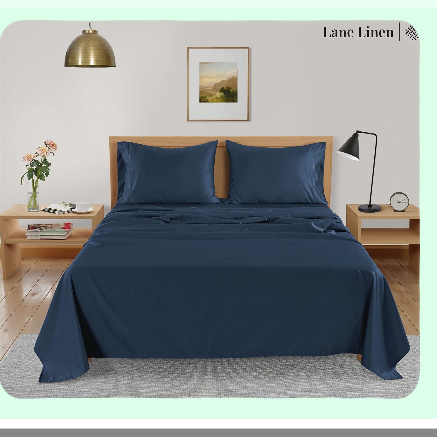 CoolBamboo Cali Sheets - Breathable & Cooling Bedding Set in Estate Blue - 100% Rayon from Bamboo, Soft Sheets with Pillowcases - 15" Deep Pocket Sheets