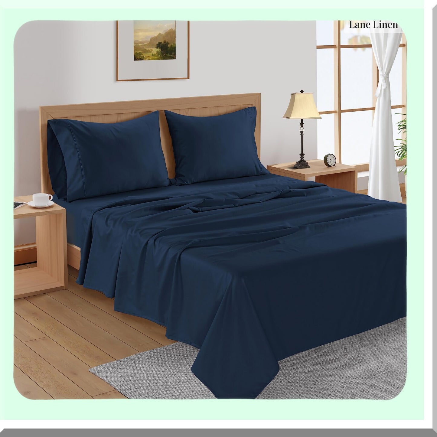 CoolBamboo Cali Sheets - Breathable & Cooling Bedding Set in Estate Blue - 100% Rayon from Bamboo, Soft Sheets with Pillowcases - 15" Deep Pocket Sheets