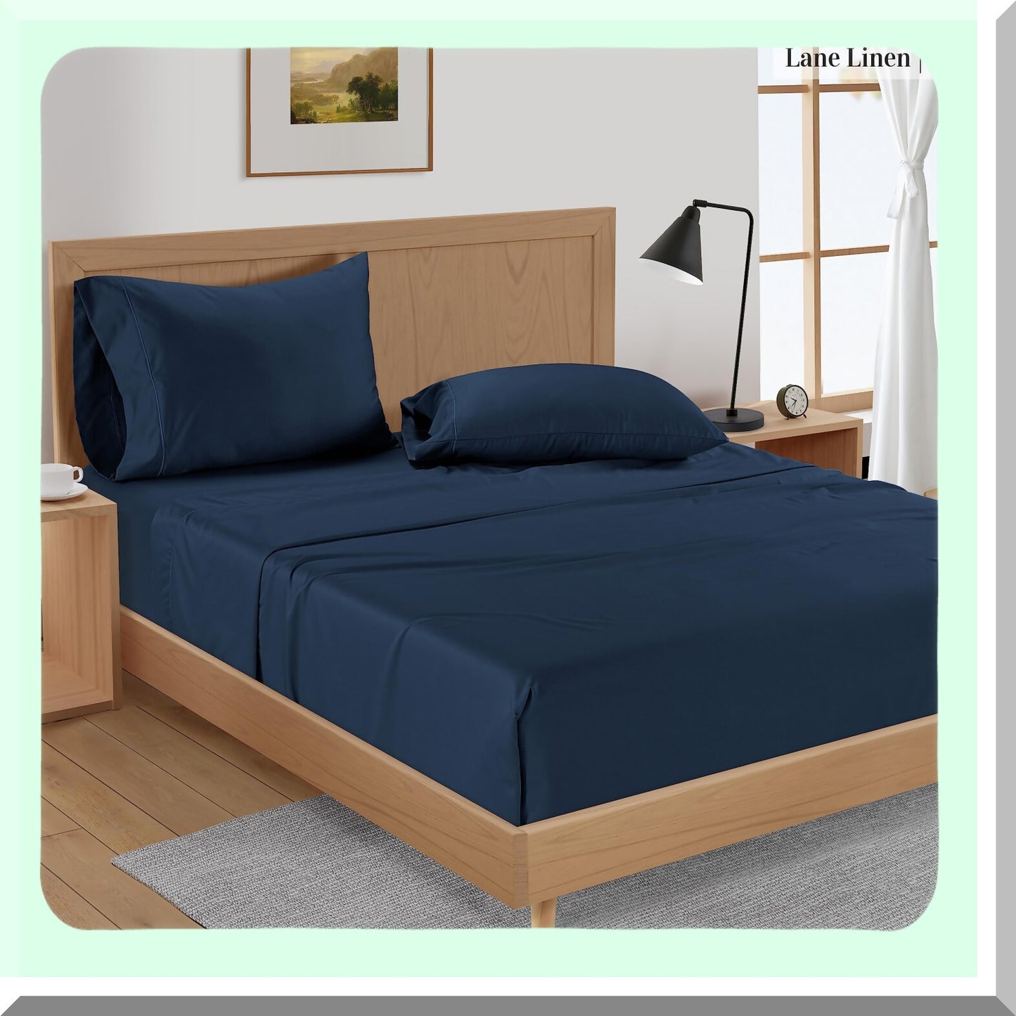 CoolBamboo Cali Sheets - Breathable & Cooling Bedding Set in Estate Blue - 100% Rayon from Bamboo, Soft Sheets with Pillowcases - 15" Deep Pocket Sheets