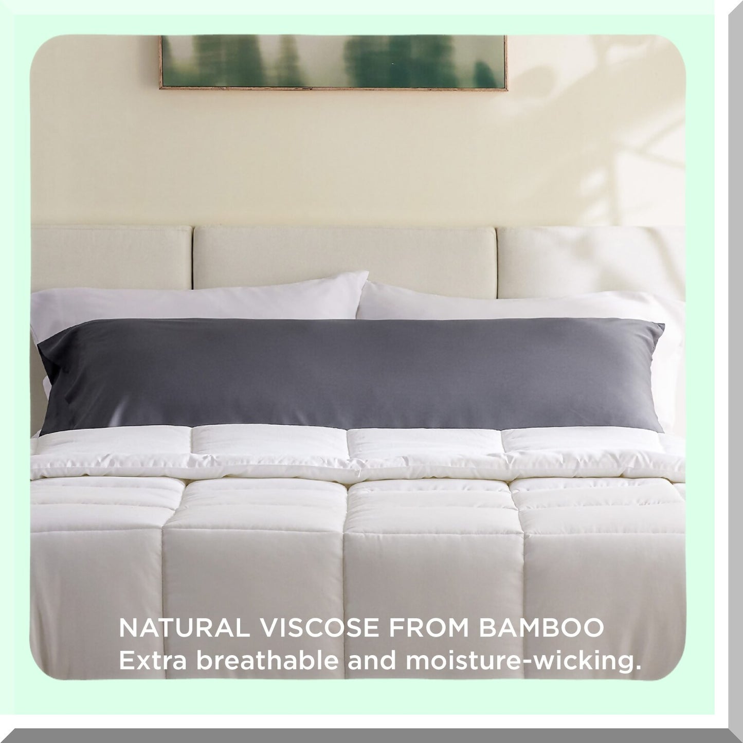 CoolBamboo Body Pillowcase - Dark Grey Cooling Cover, Soft Breathable Rayon, Envelope Closure, 20x54 Inches - 1 Pack