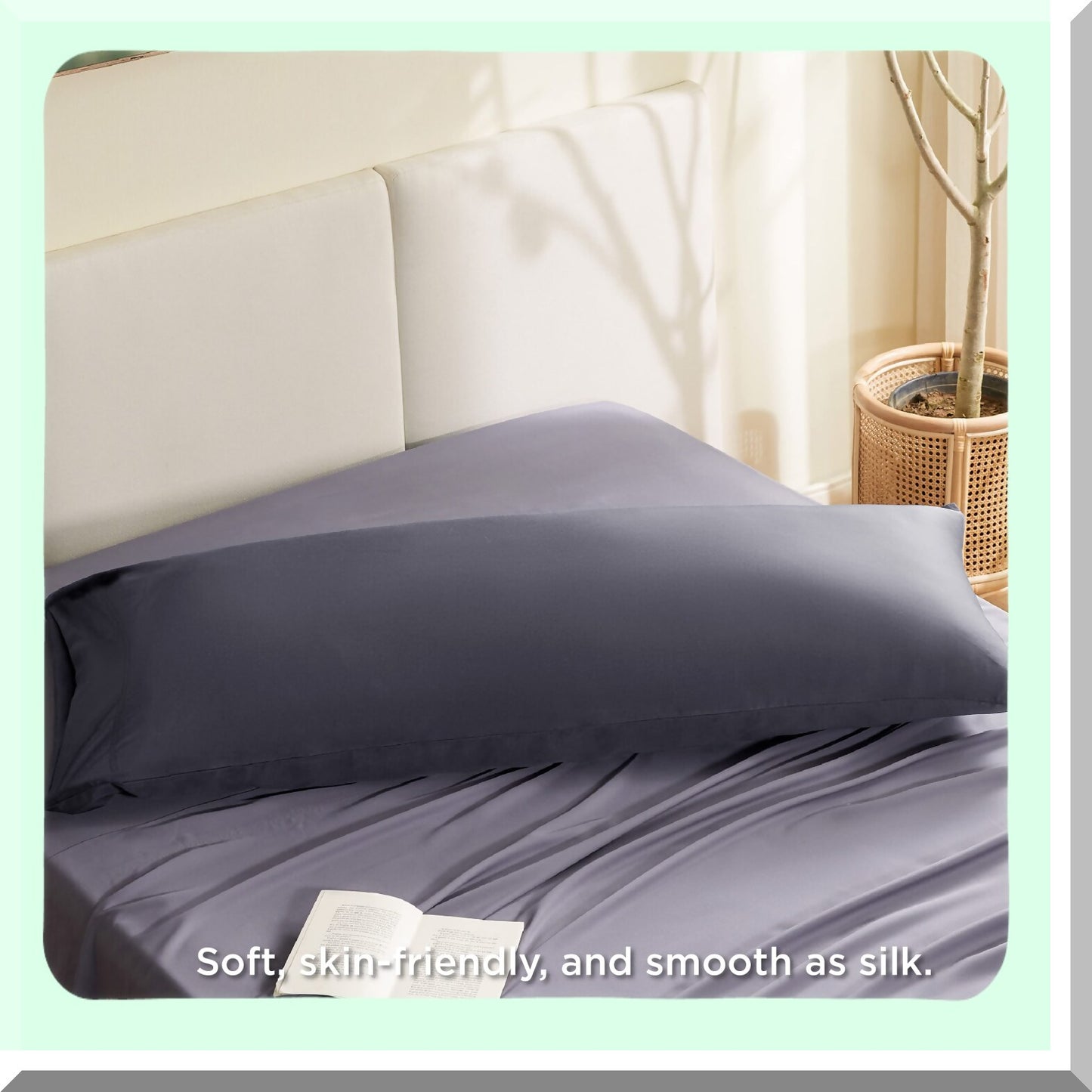 CoolBamboo Body Pillowcase - Dark Grey Cooling Cover, Soft Breathable Rayon, Envelope Closure, 20x54 Inches - 1 Pack