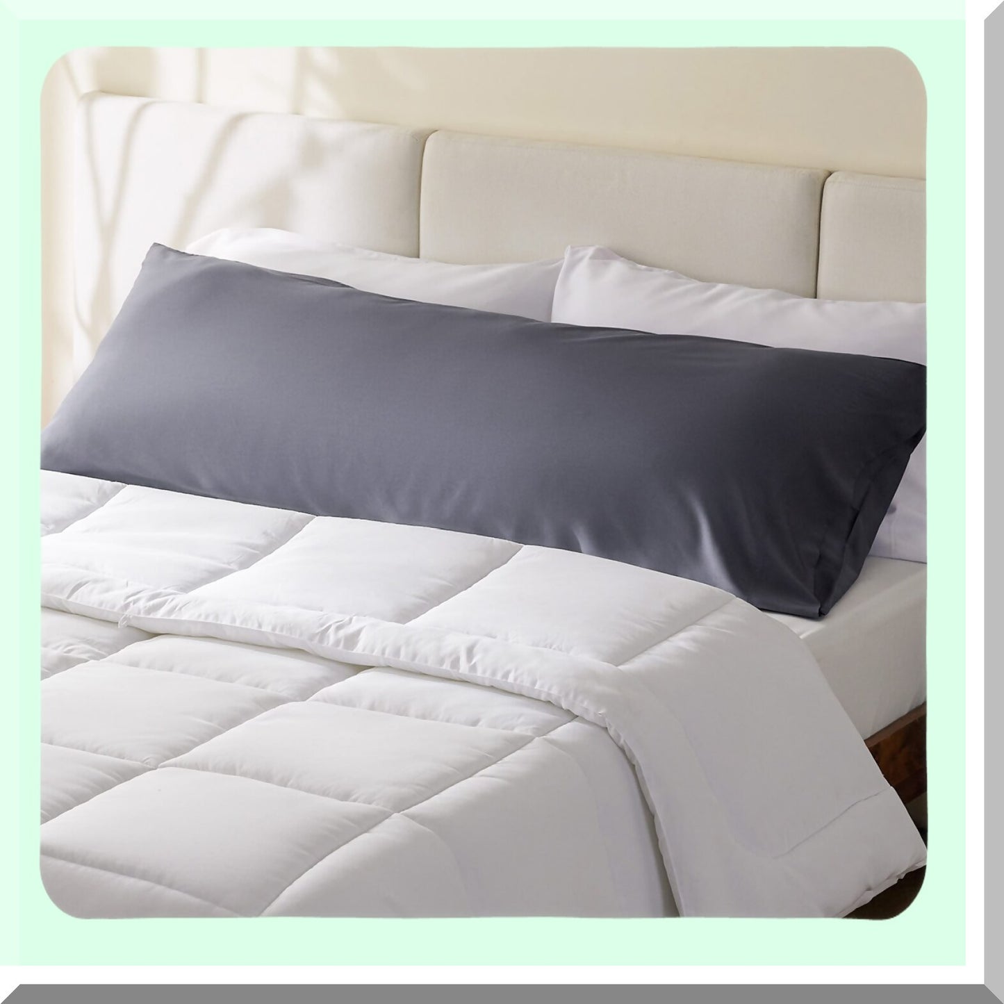 CoolBamboo Body Pillowcase - Dark Grey Cooling Cover, Soft Breathable Rayon, Envelope Closure, 20x54 Inches - 1 Pack