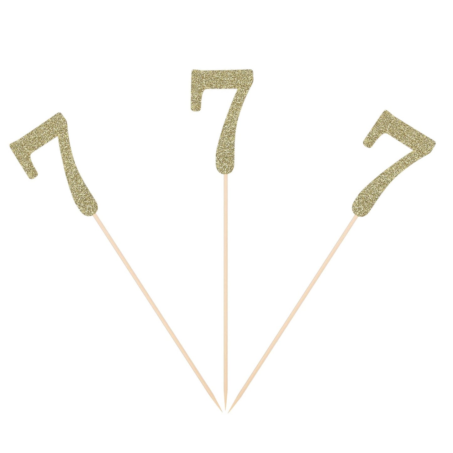 Glitter Gold Number 7 Party Centerpiece Sticks - Birthday Anniversary Table Toppers - Pack of 10 - Girl Boy Celebrating Decors