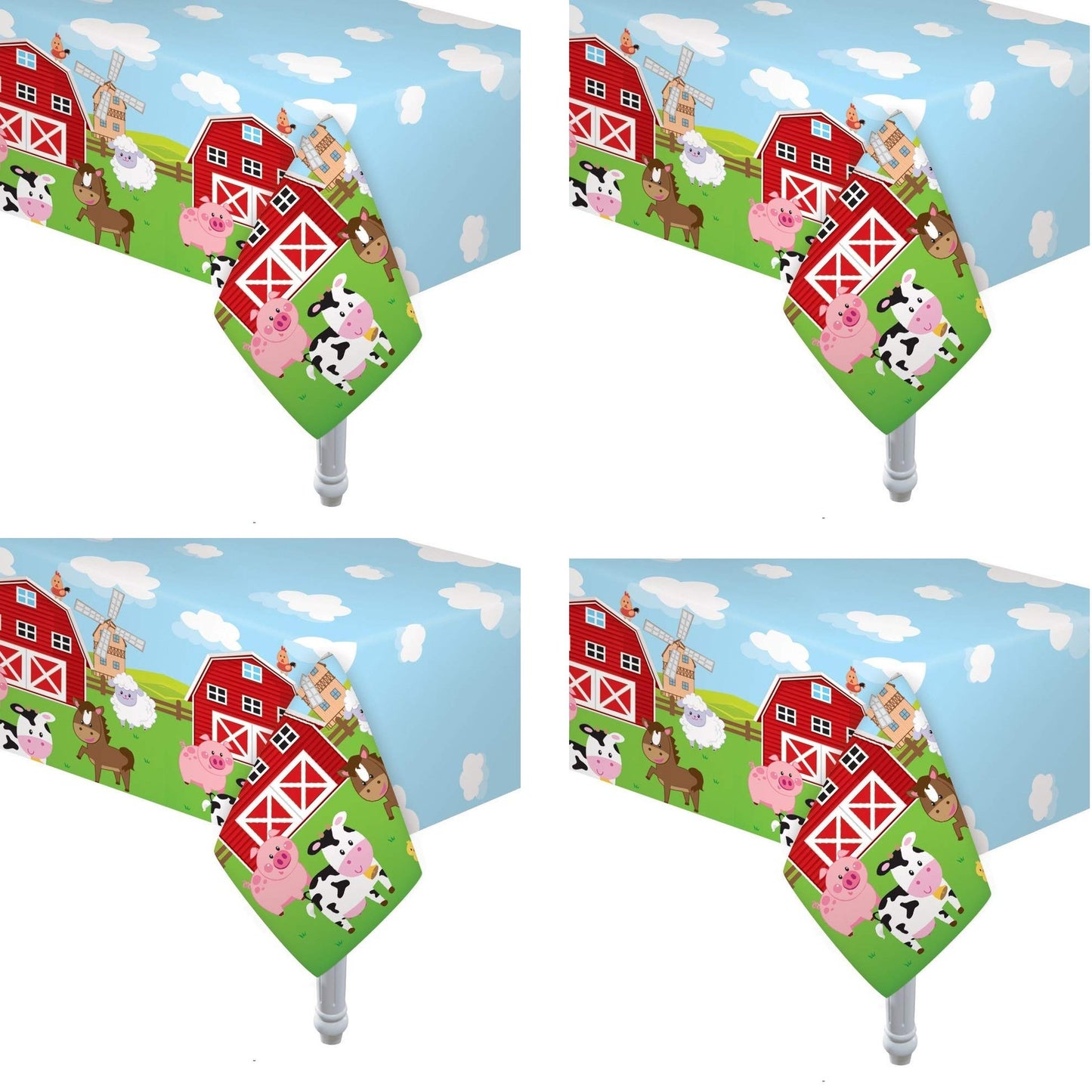 Farmhouse Barnyard Party Table Cover Set 4 Pack