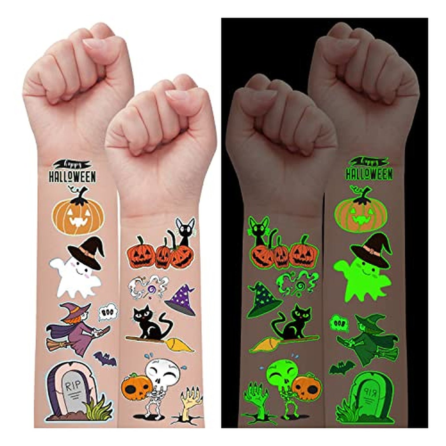 Luminous Temporary Tattoos for Kids - 10 Sheets for Parties