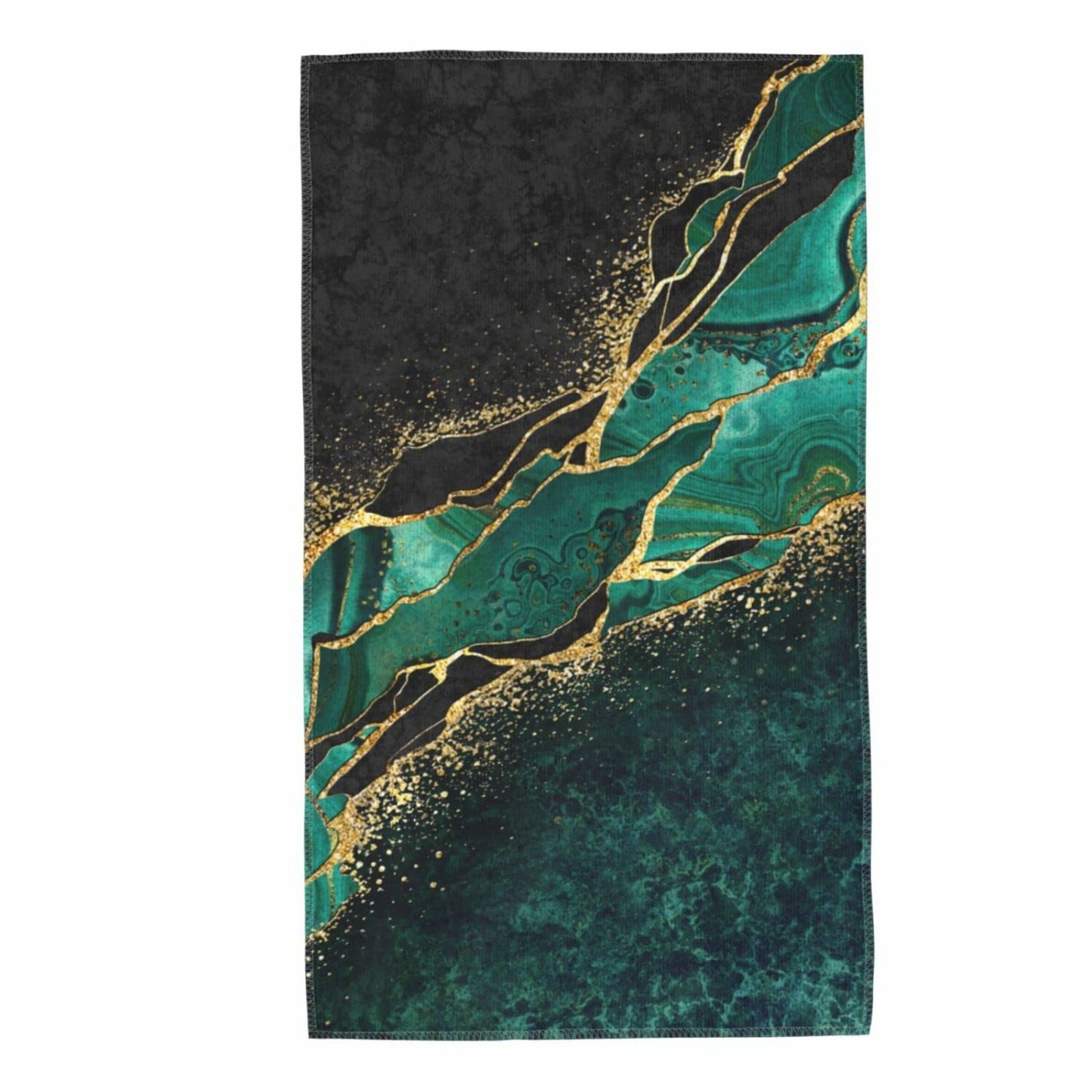 Long Hand Towels Green Golden Texture 27.5x15.7in