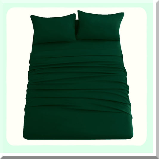 Luxury Forest Green Microfiber Bedding Set - Ultra Soft Brushed Sheets, Fade Resistant 1800 Series, Deep Pocket Pillowcases - 4 Piece Set