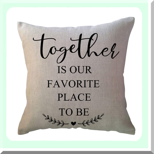 Family Harmony Farmhouse Pillow - Together Home Quotes 18x18 Rustic Decorative Cushion Cover - Country Words Sofa/Couch/Porch Pillowcases