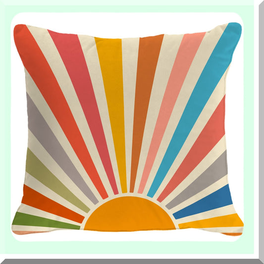 Sunrise Sunset Colorful Abstract Boho Throw Pillow Cover - 18x18 Inch - Home Bedroom Decorations - Soft Pillow Case - Sunshine Pillowcase