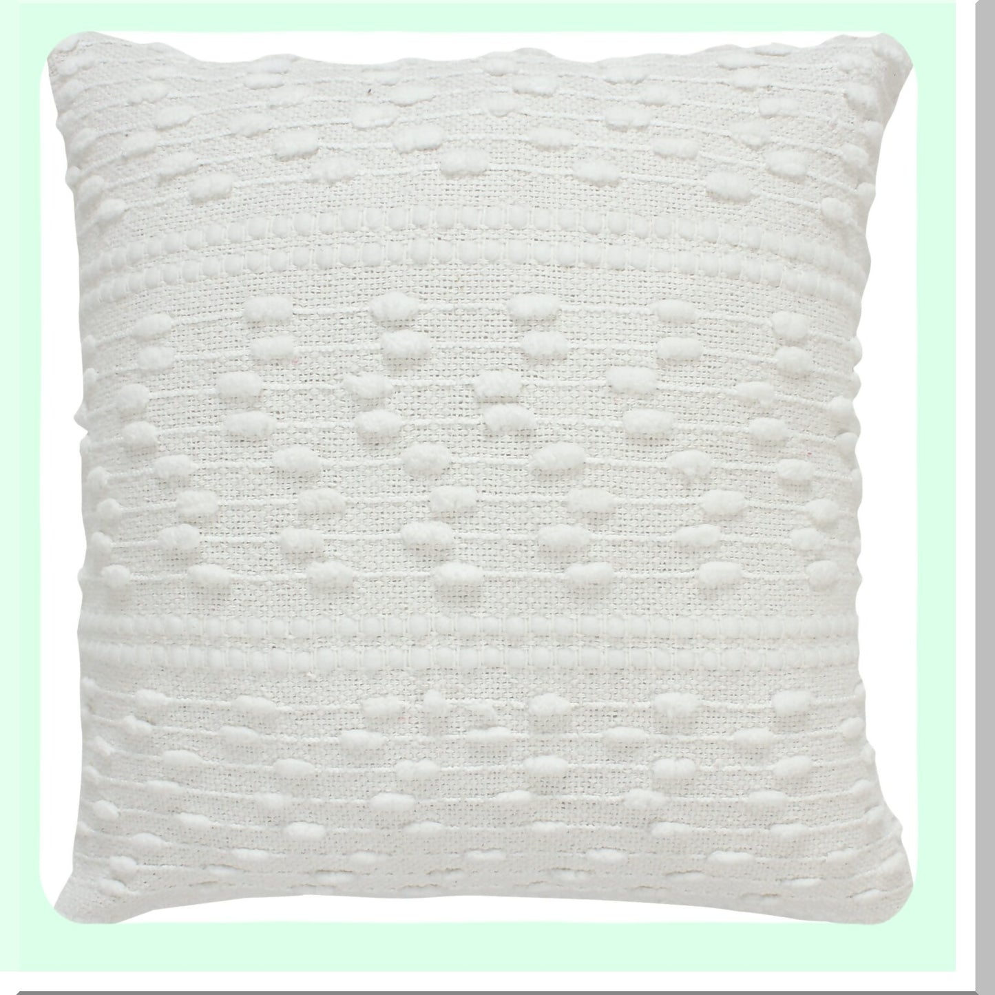 Farmhouse Boho Tufted Pillow Cover Set - 18x18 Inch Cotton Hand Woven Decorative Design for Couch Sofa Bedroom - Off White Textured Hug Pillowcases - 2 Pc Pack