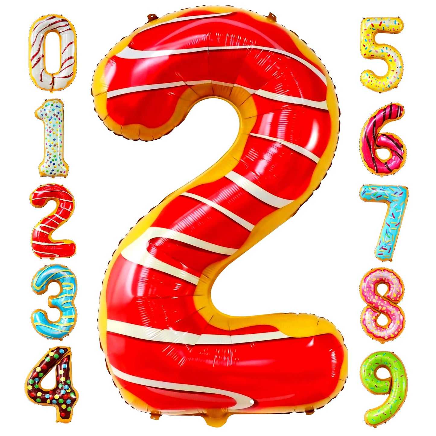 Sweet Donut 2 Balloon - 40 Inch Number 2 Balloon for 2nd Birthday Party Decorations. Celebrate with Two Sweet Birthday Balloons and Donut Balloon!