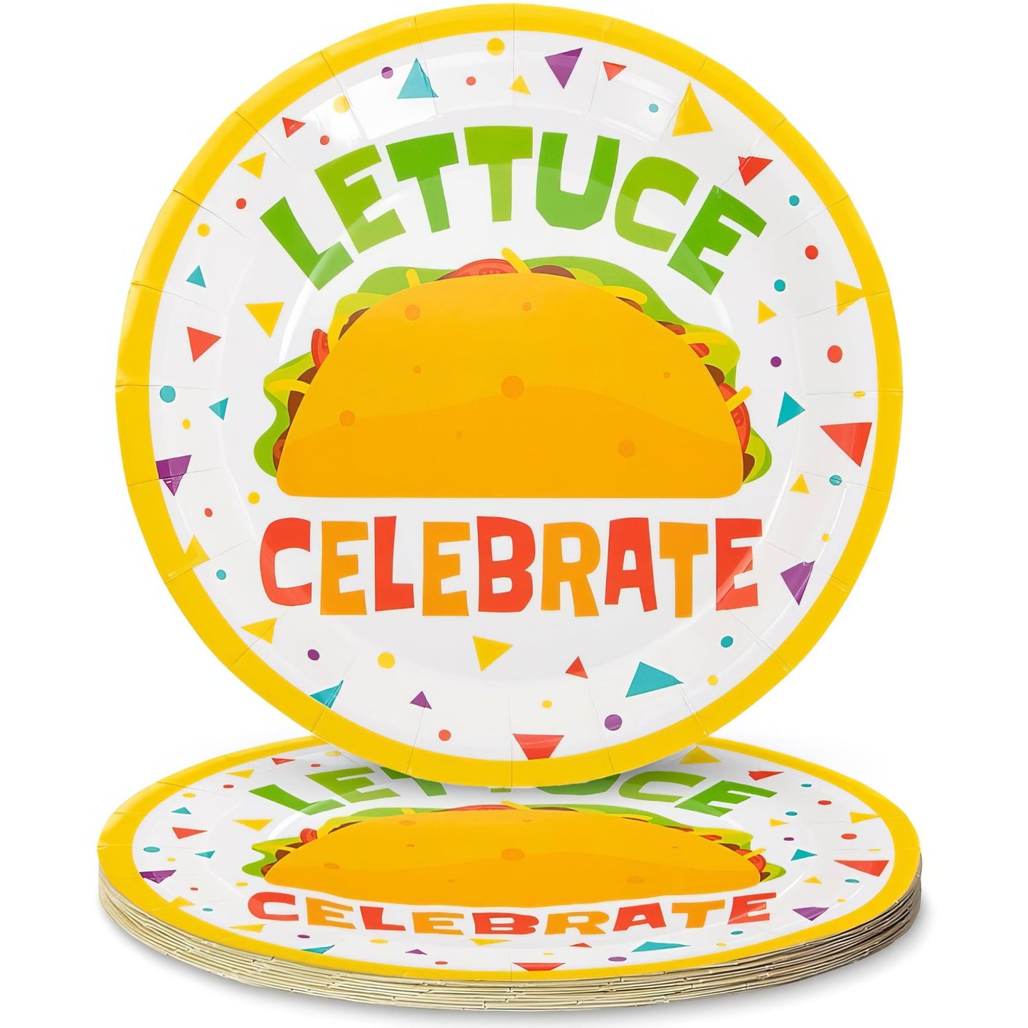 Multicolor Taco Dinner Plates for Parties 8 Pieces